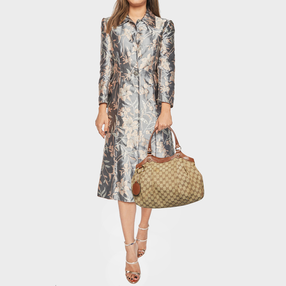 GUCCI Beige/Brown GG Canvas and Leather Medium Sukey Tote - Picture 2 of 8